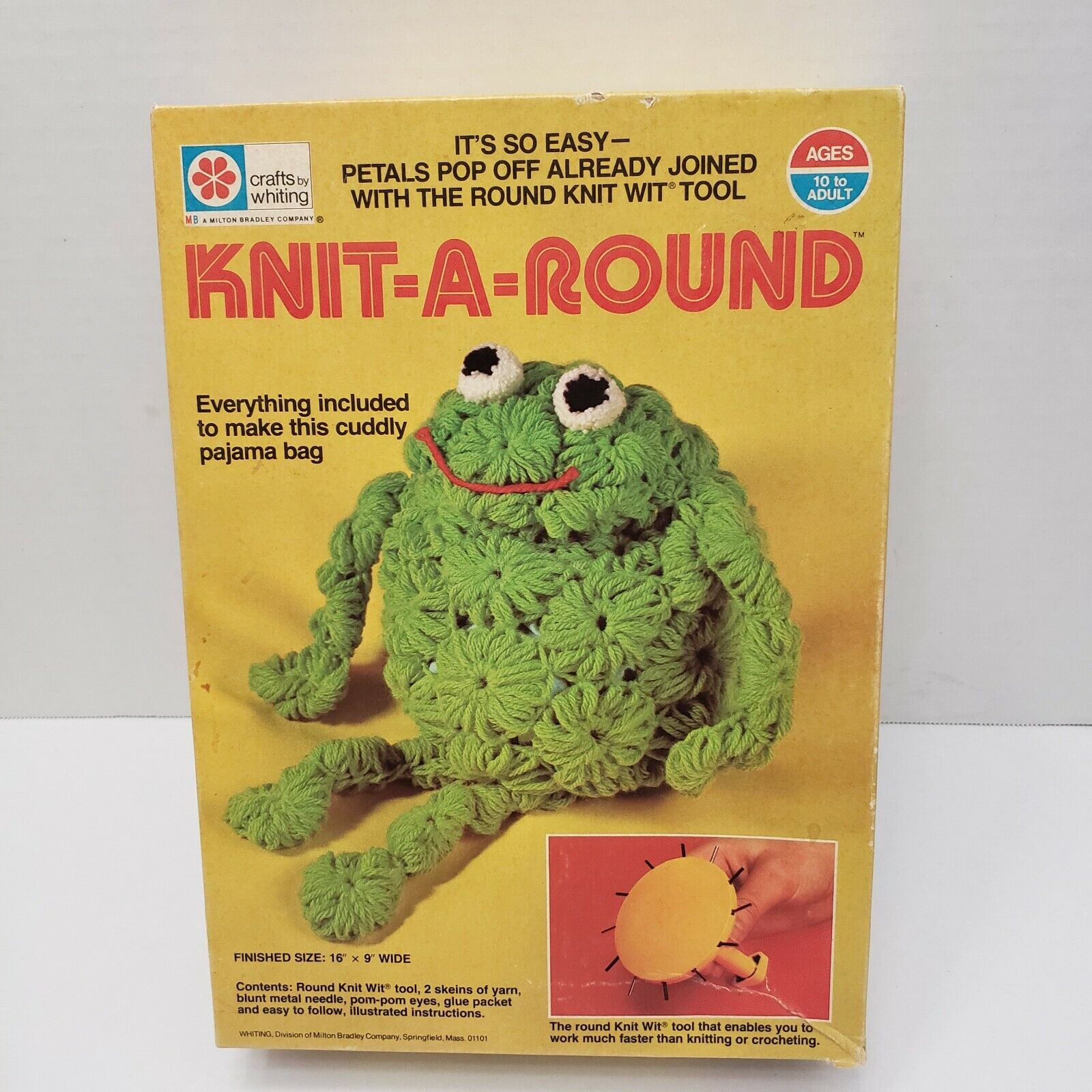 Vintage Crafts by Whiting Milton Bradley KNIT A ROUND Frog Croch