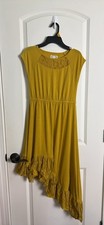 Joyfolie Mia Joy Liza Dress Yellow Girl s Size 10 Asymmetrical Ruffle Maxi Lace
