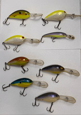 8 Crankbait Fishing Lures/Used Norman Lures/Cotton Cordell Wally/Bomber
