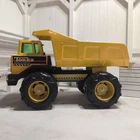 Tonka Mighty Diesel Dump Truck Yellow Super Wide Tires Deep Well Wheels Very...