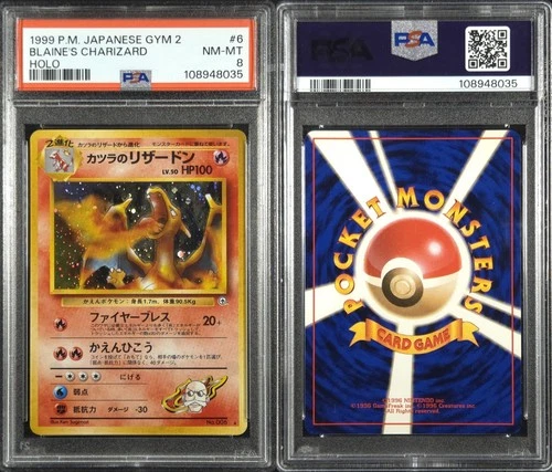 Blaines Charizard 006 - PSA 8 -  Japanese Gym 2 - Pokemon Card