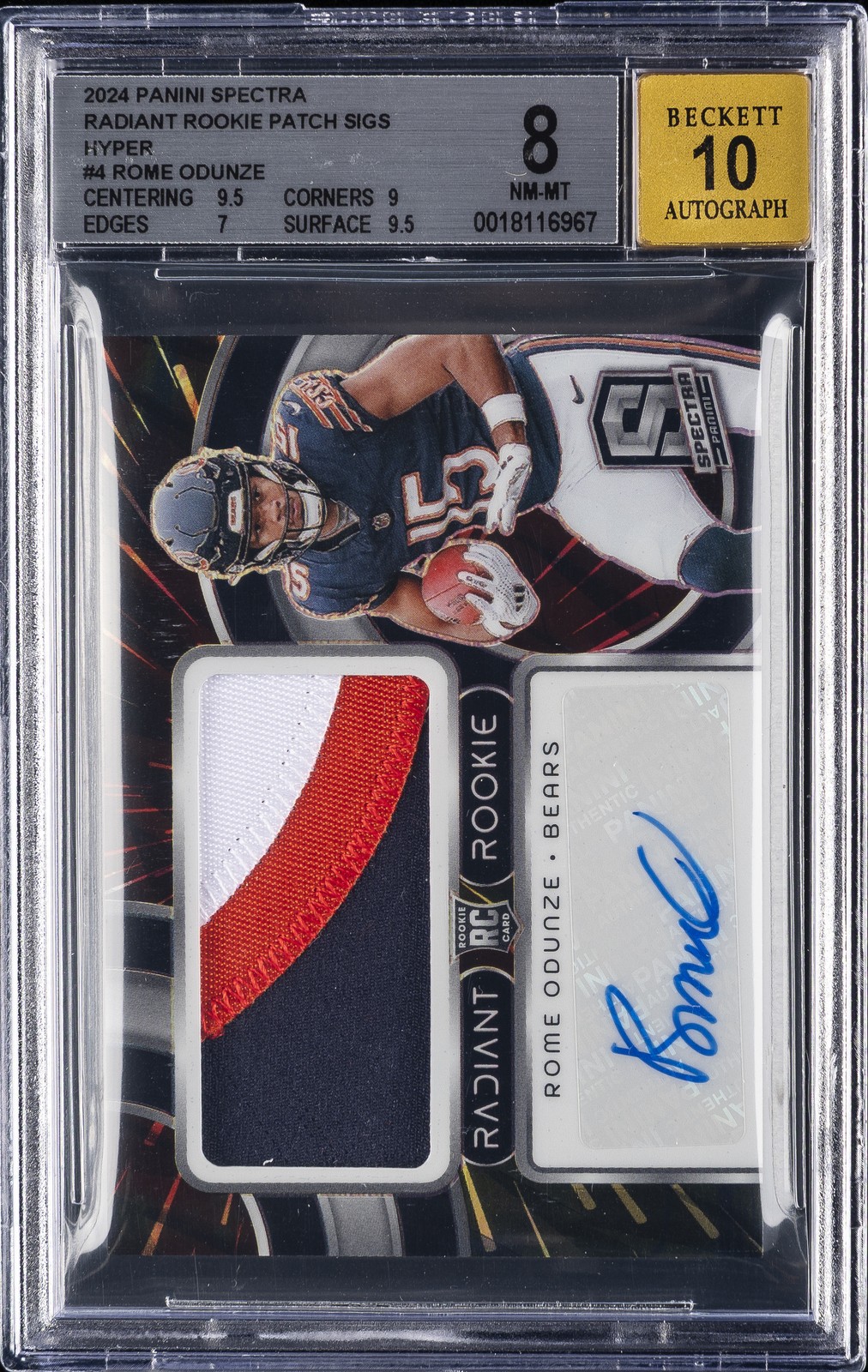 Rome Odunze Panini Spectra Radiant Rookie Patch Signatures #RRPROE Hyper