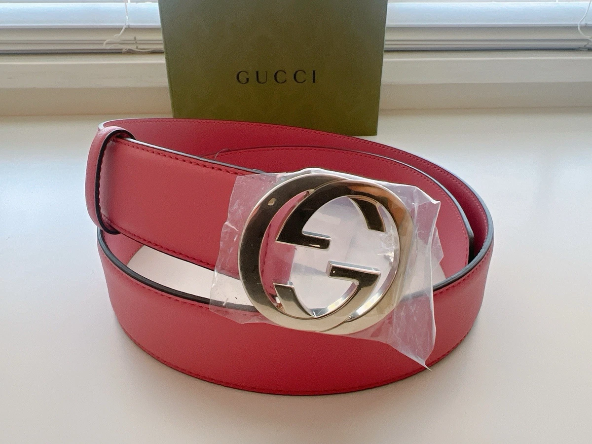 GUCCI Pink Leather Interlocking G Buckle Belt size 90 | eBay