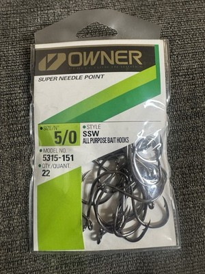 Owner Black SSW Steelhead Hooks Size 5/0 5315-151 Hooks 22 (New)