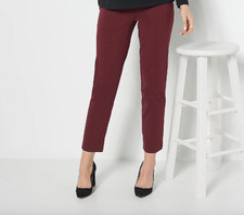 Susan Graver Weekend Petite Premium Stretch Slim Leg Pant , Raisin Sz PXS a45458