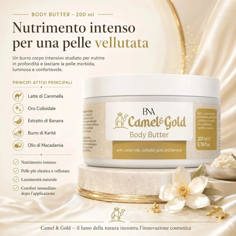 etna wellness BNA (Body Butter - Camel & Gold) crema corpo 200 ML - Bild 1 von 2