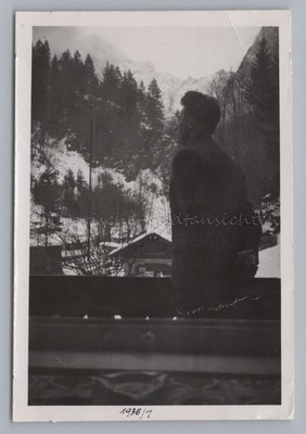 Grainau 1936 - Man on Balcony - Vintage Photo 1930s