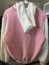 Pink White Full Zip San Diego CA Women's Hoodie M Cotton Blend Long Sleeve