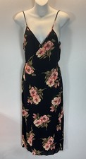 Reformation Black tropical Floral Sleeveless Midi wrap dress Size M sleeveless