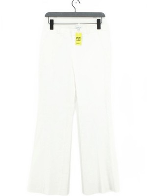 Bebe Damen Hose UK 8 weiß Leinen mit Viskose, Elasthan ausgestellt Capri