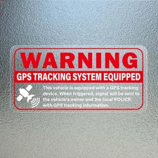 Warning GPS Tracking System Equipped Car Sticker 4 × 2 Inches Self Adhesive