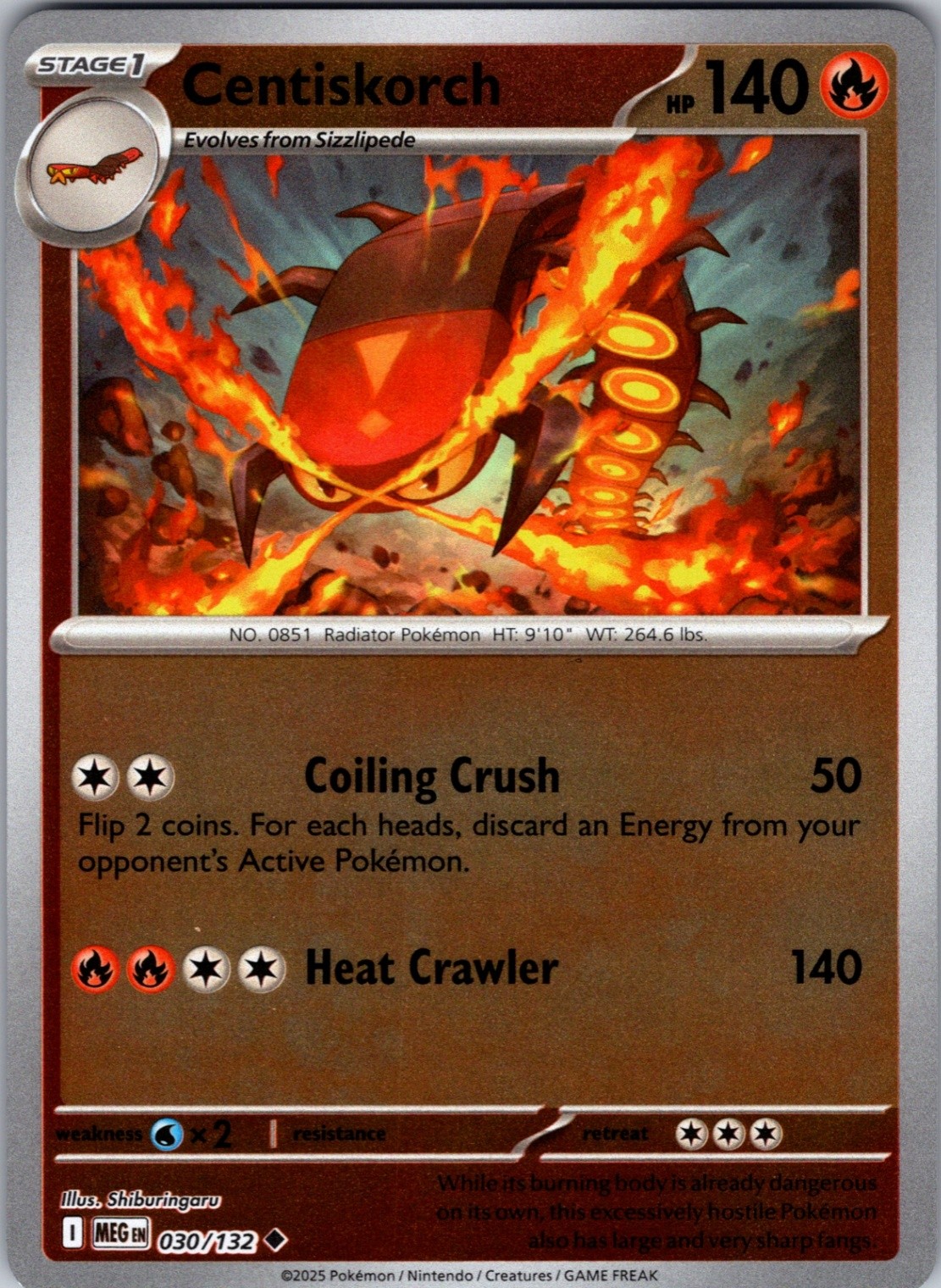 Centiskorch 030/132 Uncommon Reverse Holo ME01: Mega Evolution NM