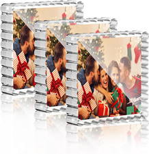 Thicker 8x8 Acrylic Picture Frames, 3 Pack, Freestanding Magnetic Design