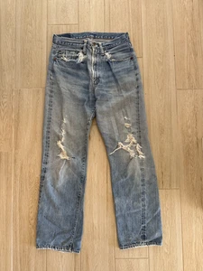 VINTAGE 60s LEVIS 502 0117 Big E Selvedge Single Stitch V Talon Zipper Rare 501s