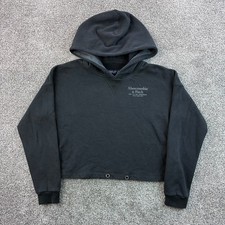 Abercrombie  Fitch Hoodie Women's XS Black Cropped Soft Fleece Logo Pullover