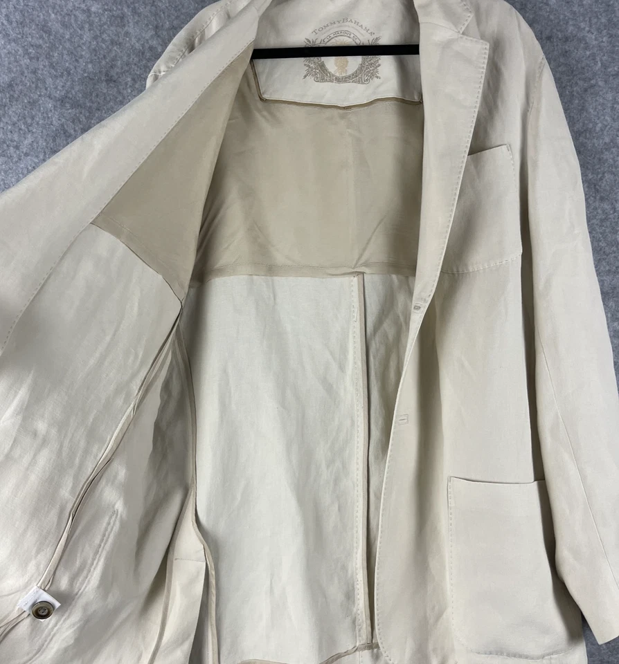 Tommy Bahama Bon Air Blazer Abrigo Deportivo Hombre 2XL Beige Lino Seda Sin Estructura Foto 4 de 4