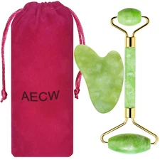 Jade Roller and Gua Sha Set for Facial Massage and Eye Care