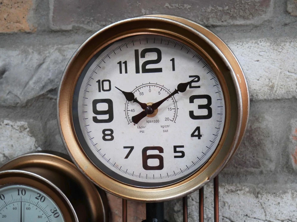 Industrial Wall Clock Retro Large 56cm Vintage Style Metal Steampunk Valve Dial - Image 4 of 4