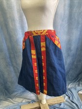 Vtg 1980s Crossroads MS Denim Wrap Skirt Large L Southwestern Boho Geometric