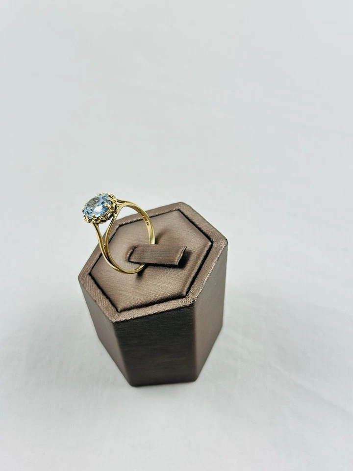 Anillo aguamarina oro 9ct, vintage y con sello Foto 3 de 4
