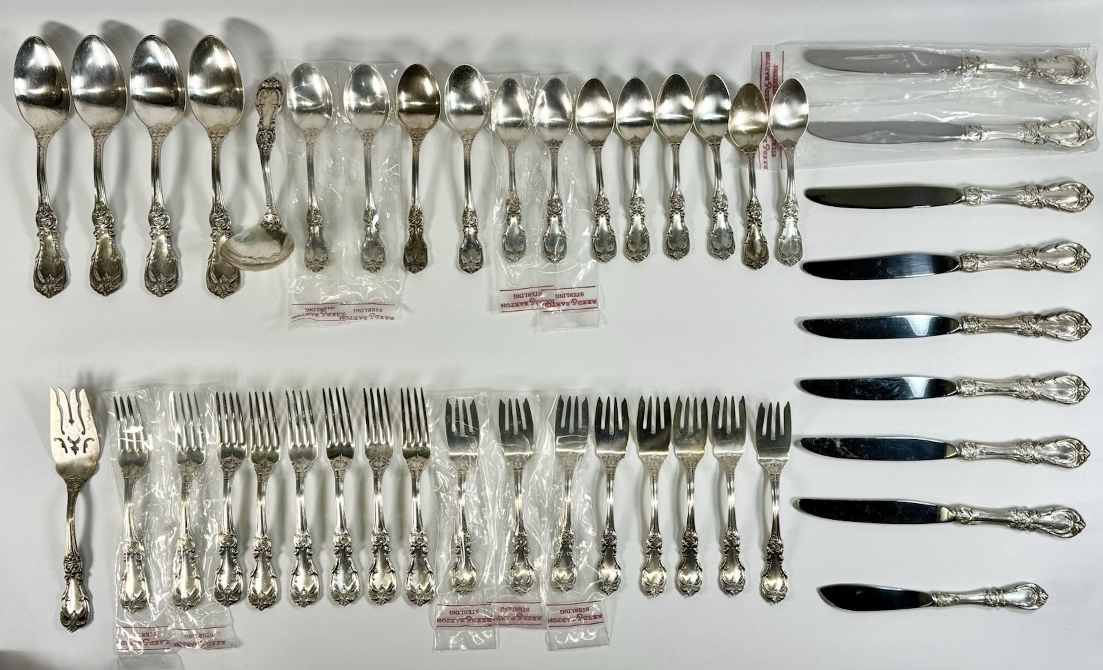 Reed & Barton Francis I Sterling Silver Flatware 43 Pc Set 59.4 Troy Oz + Knives