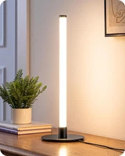 LED Table Lamp, Modern Slim Bedside Lamp with 360° Illumination, Stepless Dim...