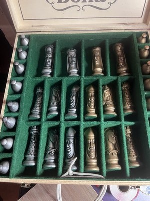Es Lowe Renaissance Chess Set Vintage 1974 Felted Pieces, 4'' King, #831