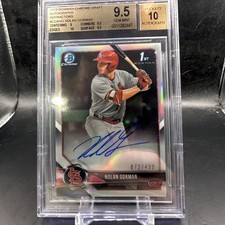 2018 1st BOWMAN DRAFT CHROME REFRACTOR AUTOS #CDANG NOLAN GORMAN /499 RC BGS 9.5