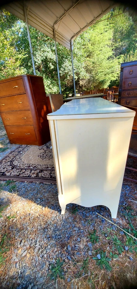 Antiguo tocador lencería Fr Provincial de 5 cajones y tocador de 6 cajones con juego de espejos Foto 4 de 4