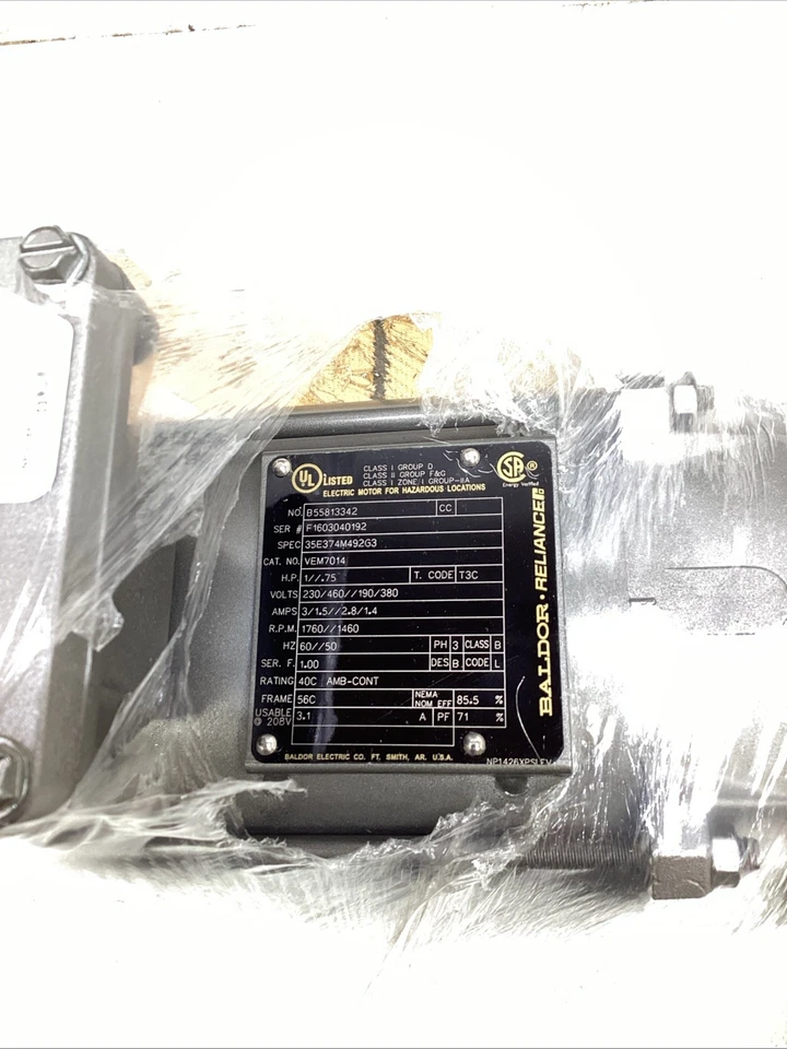 Baldor Reliance Electric Motor VEM7014 1HP 230/460V Fr. 56C NIB - Image 3 of 4