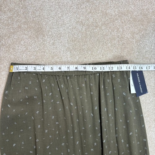 Melrose and Market Olive Kalamata Sprig Olive Green Pull on Maxi Skirt Size M - Picture 6 of 7