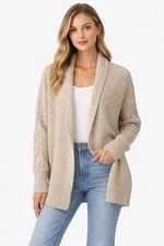 Gap Cable Knit Open Cardigan Sweater; tan; size large