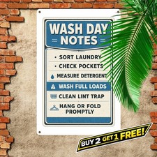 Laundry Rules Aluminum Metal Tin Sign Utility Room Wall Art Plaque
