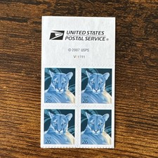 US Florida Panther Plate Block of 4 Stamps 4142a 26c MNH Wildliffe