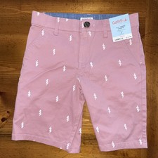 NWT Boys Cat  Jack Pink Rose Bolt Flat Front At Knee Stretch Shorts Size 8