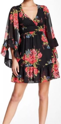  BETSEY JOHNSON ''Bambi'' ROSE Angel Flutter Sleeves Short DRESS Size 4 NWT
