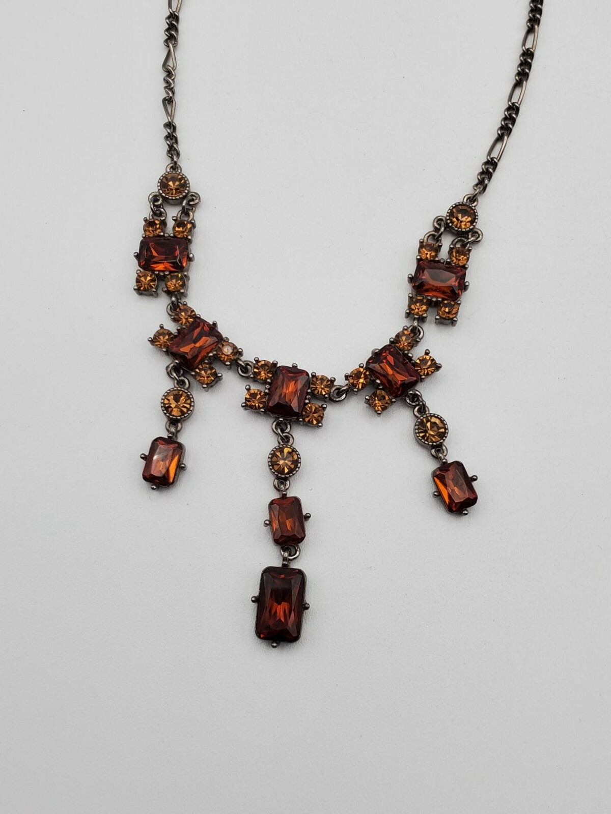 Multi shape Rhinestone dangle drop chain necklace… - image 4