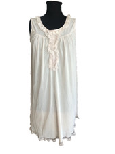 Vintage SHADOWLINE Ivory Pink Lace Sleeveless Nylon Gown Size Medium