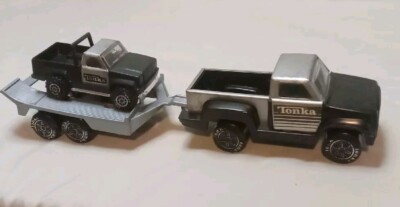Vtg 1978 Tonka Pickup W/ Trailer 1981 Scrambler On Trailer