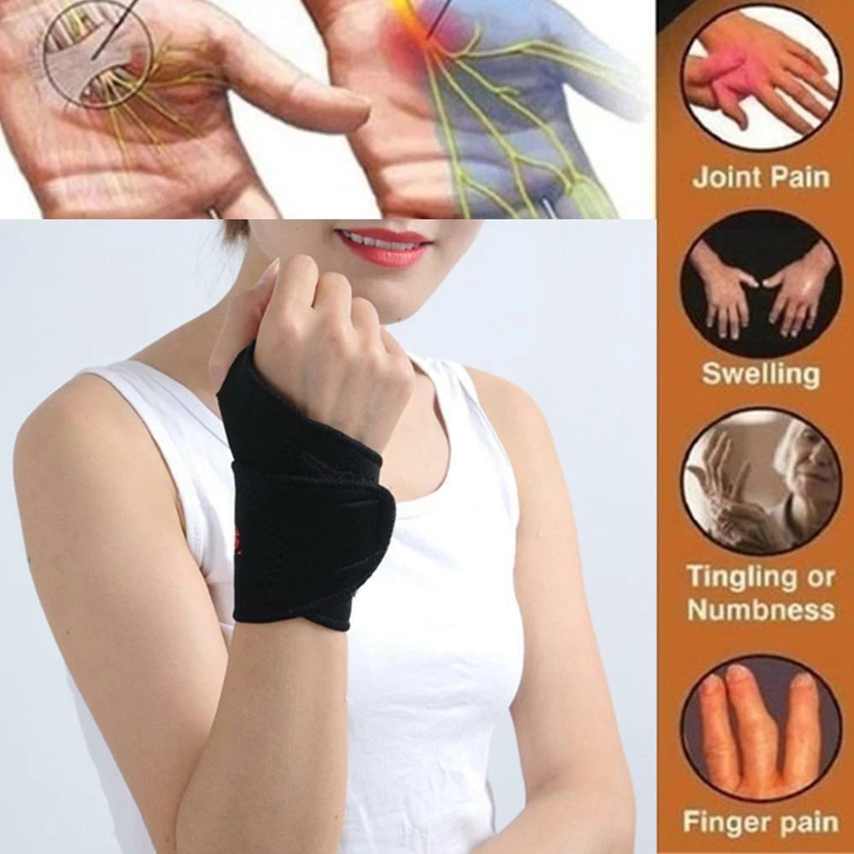 Fascia Terapia Magnetica AutoRiscaldante Polso Tunnel Carpale Cinturino Universa - Immagine 2 di 3