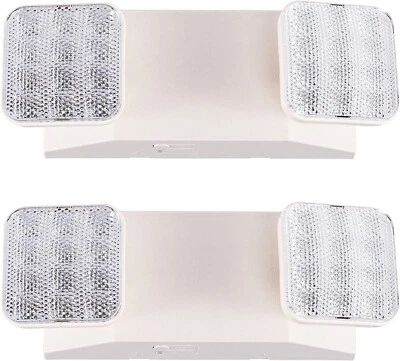 JW 2 Pack LED Emergency Exit Light Adjustable 2 Head With Battery Back-up UL 924