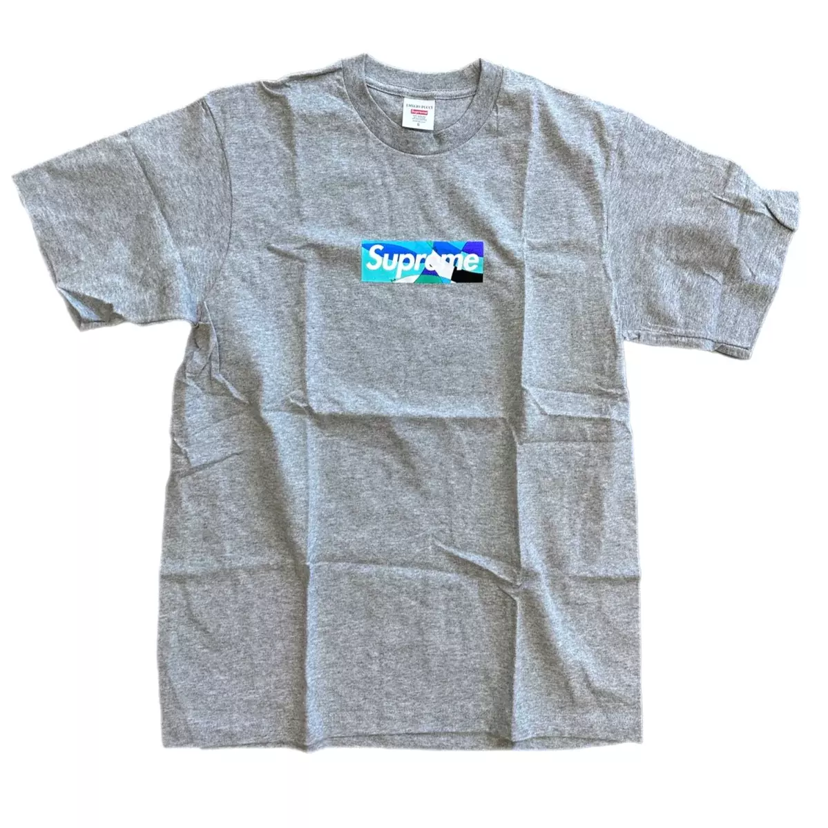 T shirt logo boîte Supreme Emilio Pucci « gris bruyère/bleu »