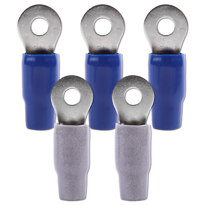 SKAR AUDIO 1/0 GAUGE (5/16'') NICKEL PLATED PREMIUM RING TERMINALS (5 PACK)