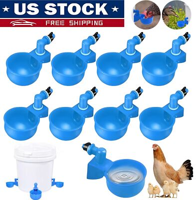 #ad 12Pcs Automatic Water Cups Poultry Drinker Waterer Chicken Duck Quail Drinking $9.39