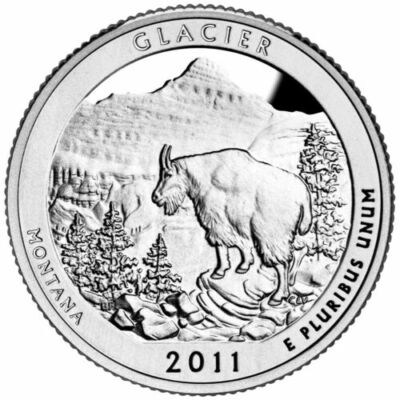 Glacier (P = Philadelphia Mint) USA National Park QUARTER 2011, bankfrisch