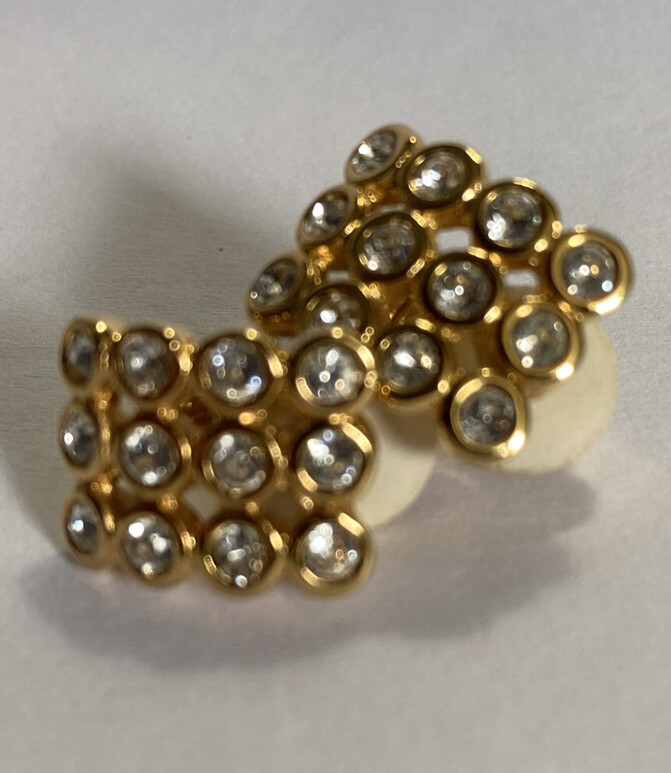 Swarovski Signed Curved Rectangular Crystal Earri… - image 3