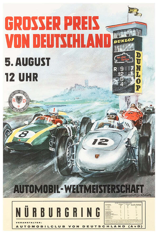 Nurburgring - Grand Prix - 1961 - Vintage Racing Poster | eBay