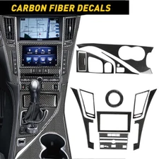 Carbon Fiber Full Interior Kit Set Cover Trim Fit For Infiniti Q50 Q60 2014-2019