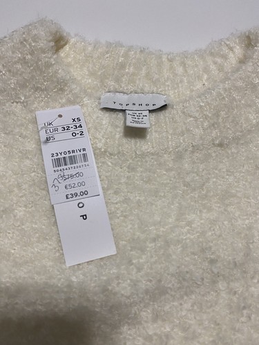 Topshop New Longline Sweater Top Mock Neck Boucle Ivory Knit Soft Pullover XS - Picture 4 of 5