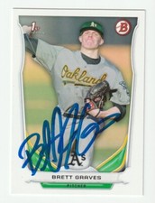 Brett Graves Signed 2014 Bowman Draft Card #DP73 Auto Oakland A’s Athletics COA